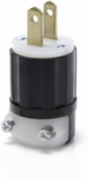 Midget Plug 15 Amp 125 Volt Non-Grounding, NEMA 1-15P, Black & White