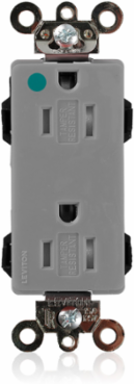 Lev-Lok Decora Plus Duplex Receptacle, 15 Amp, 125 Volt, Hospital Grade, Tamper-Resistant