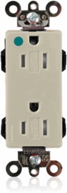 Lev-Lok Decora Plus Duplex Receptacle, 15 Amp, 125 Volt, Hospital Grade, Tamper-Resistant, Illuminated