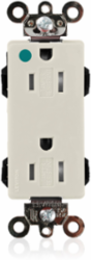 Lev-Lok Decora Plus Duplex Receptacle, 15 Amp, 125 Volt, Tamper-Resistant, Hospital Grade