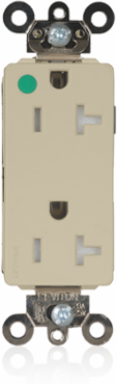 Lev-Lok Decora Plus Duplex Receptacle, 20 Amp, 125 Volt, Hospital Grade, Tamper-Resistant