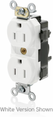 Lev-Lok Duplex Receptacle 15 Amp 125 Volt NEMA 5-15R Tamper-Resistant