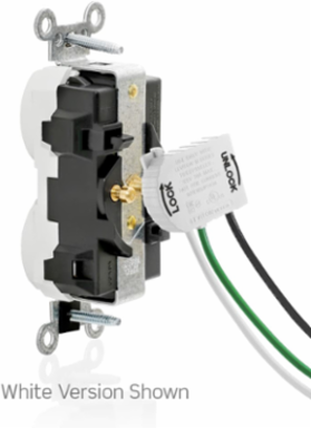 Lev-Lok Duplex Receptacle, 20 Amp, 125 Volt, Tamper-Resistant, Heavy-Duty