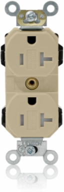 Lev-Lok Duplex Receptacle, 20 Amp, 125 Volt, Tamper-Resistant, Heavy-Duty