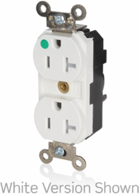 Lev-Lok Duplex Receptacle, 20 Amp 125 Volt, Extra Heavy-Duty Hospital Grade, NEMA 5-20R