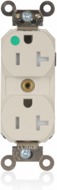 Lev-Lok Duplex Receptacle, 20 Amp 125 Volt, Extra Heavy-Duty Hospital Grade, NEMA 5-20R