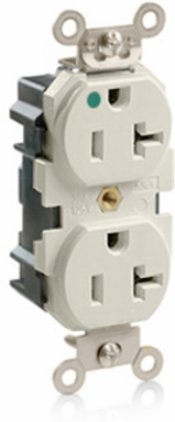 Lev-Lok Duplex Receptacle, Heavy-Duty Hospital Grade, 20 Amp, 125 Volt, Tamper-Resistant