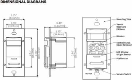 2100 Sq Ft PIR Occupancy Sensor, Light Almond, Wall Switch, 120-277V