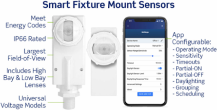 Smart Sensor with Photocell, End/Fixture Mount, PIR, Occupancy Sensor, 120-480VAC, 50/60 Hz, 8-20 FT and 20-40 FT Lens Included, Bluetooth™ Connectivity, Bulk Pack 25 per Case