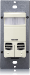 Occupancy Sensor, Multi-Technology (PIR Sensor / Ultrasonic Sensor), Wall Switch, Dual Relay, 2400SF, 120-277V, Light Almond, Made in USA with globally sourced components, Decora®