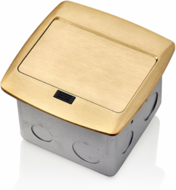 Pop-Up Floor Box 15 Amp GFCI Outlet, Brass, Tamper-Resistant, IP 44