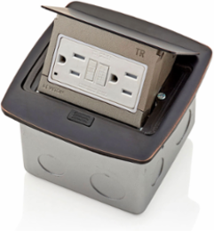 Pop-Up Floor Box with 15 Amp Tamper-Resistant GFCI Outlet, 125 VAC, Bronze
