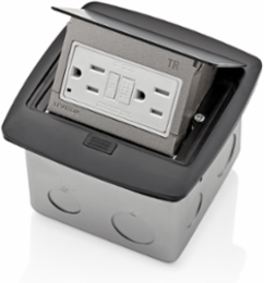 Pop-Up Floor Box with 15 Amp GFCI Outlet, Black, IP 44 Rated