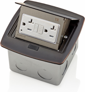 Pop-Up Floor Box with 20 Amp GFCI Outlet, Bronze, Tamper-Resistant, 125 VAC