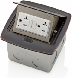 Pop-Up Floor Box with 20 Amp GFCI Outlet, Bronze, Tamper-Resistant, 125 VAC