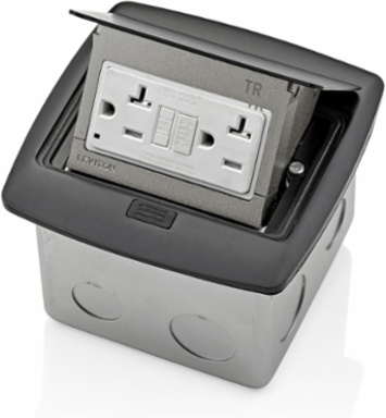 Pop-Up Floor Box with 20 Amp Tamper-Resistant GFCI Outlet, Black, 125 VAC