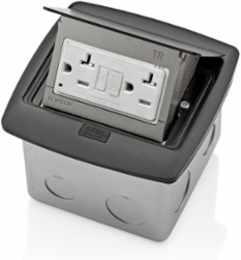 Pop-Up Floor Box with 20 Amp Tamper-Resistant GFCI Outlet, Black, 125 VAC