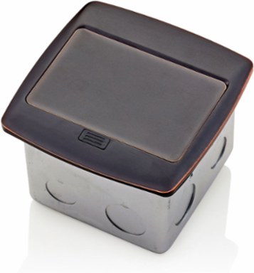 Pop-Up Floor Box with 15 Amp Tamper-Resistant Outlet, Bronze, NEMA 5-15R