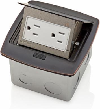 Pop-Up Floor Box with 15 Amp Tamper-Resistant Outlet, Bronze, NEMA 5-15R