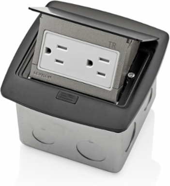 Pop-Up Floor Box with 15 Amp Tamper-Resistant Outlet, Black, IP 44 Rated