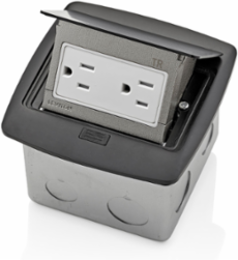 Pop-Up Floor Box with 15 Amp Tamper-Resistant Outlet, Black, IP 44 Rated