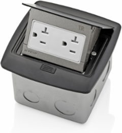 Pop-Up Floor Box 20 Amp Tamper-Resistant Outlet 125 Volt Black
