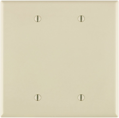 2-Gang Blank Wallplate, Midway Size, Nylon, Light Almond, UL/CSA Certified