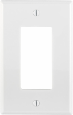 1-Gang Midway Size Decora Wallplate, Thermoplastic Nylon, White