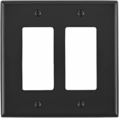 2-Gang Midway Decora Wallplate, Black, Nylon Material, Device Mount