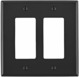 2-Gang Midway Decora Wallplate, Black, Nylon Material, Device Mount