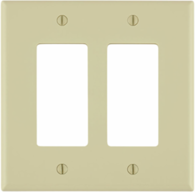 2-Gang Decora Wallplate, Midway Size, Nylon, Ivory