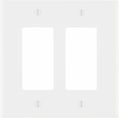 2-Gang Midway Decora Wallplate, Thermoplastic Nylon, White