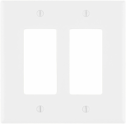 2-Gang Midway Decora Wallplate, Thermoplastic Nylon, White