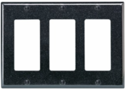 3-Gang Decora Wallplate, Midway Size, Thermoplastic Nylon, Black