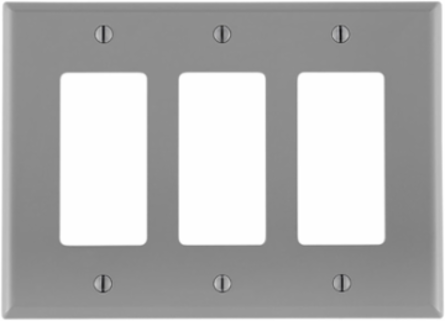 3-Gang Midway Decora Wallplate, Nylon, Gray, UL/CSA Certified
