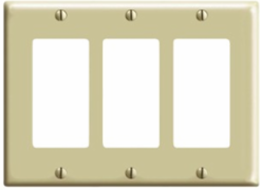 3-Gang Midway Decora Wallplate, Thermoplastic Nylon, Ivory