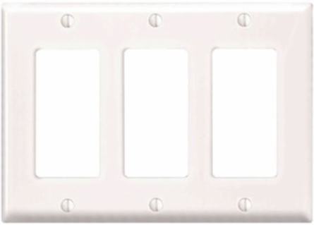 3-Gang Midway Size Decora Wallplate, Thermoplastic Nylon, White