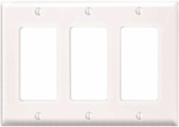 3-Gang Midway Size Decora Wallplate, Thermoplastic Nylon, White