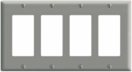 4-Gang Decora Wallplate, Midway Size, Thermoplastic Nylon, Gray