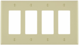 4-Gang Midway Size Decora Wallplate, Nylon, Ivory