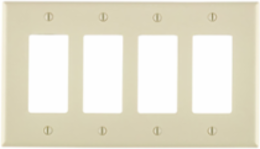 4-Gang Midway Size Decora Wallplate, Thermoplastic Nylon, Light Almond