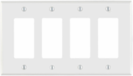 4-Gang Midway Decora Wallplate, Nylon, White, UL/CSA Certified