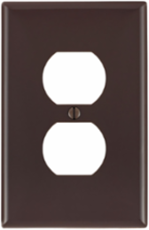 1-Gang Duplex Outlet Wallplate, Midway Size, Nylon, Brown, UL/CSA Certified