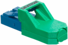 Green Port Protection Plug with Dust Cap for Secure Keyed LC System