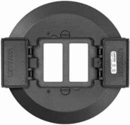 Poke-Through Cover 8.38 Inch Diameter, Black, Flip Lids, ADA-Compliant