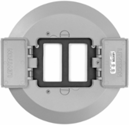 Poke-Through Cover Gray, 8.38 Inch Diameter, Aluminum, ADA-Compliant, Dual Flip Lids