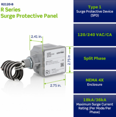 Type 1 Surge Protective Device 120/240 VAC Split Phase, NEMA 4X, 36kA, 10kA I-nominal