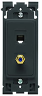 Renu QuickPort 2-Port Insert for Phone/TV Connections, Onyx Black, Polycarbonate