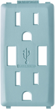 Renu 15 Amp USB Charger GFCI Outlet Color Change Faceplate, Sea Spray
