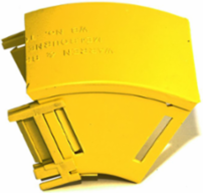 2x2 Vertical Elbow 45 Degree Down with Cover, Yellow, RoHS Compliant